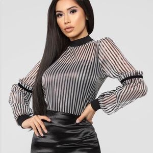 All Dressed Up bodysuit black red striped S NWT